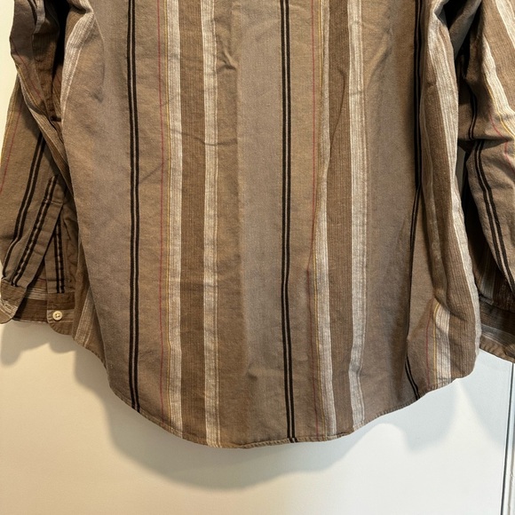 Lord & Taylor Men’s Vertical Striped Khaki Business Shirt. Pocket. - Picture 12 of 12
